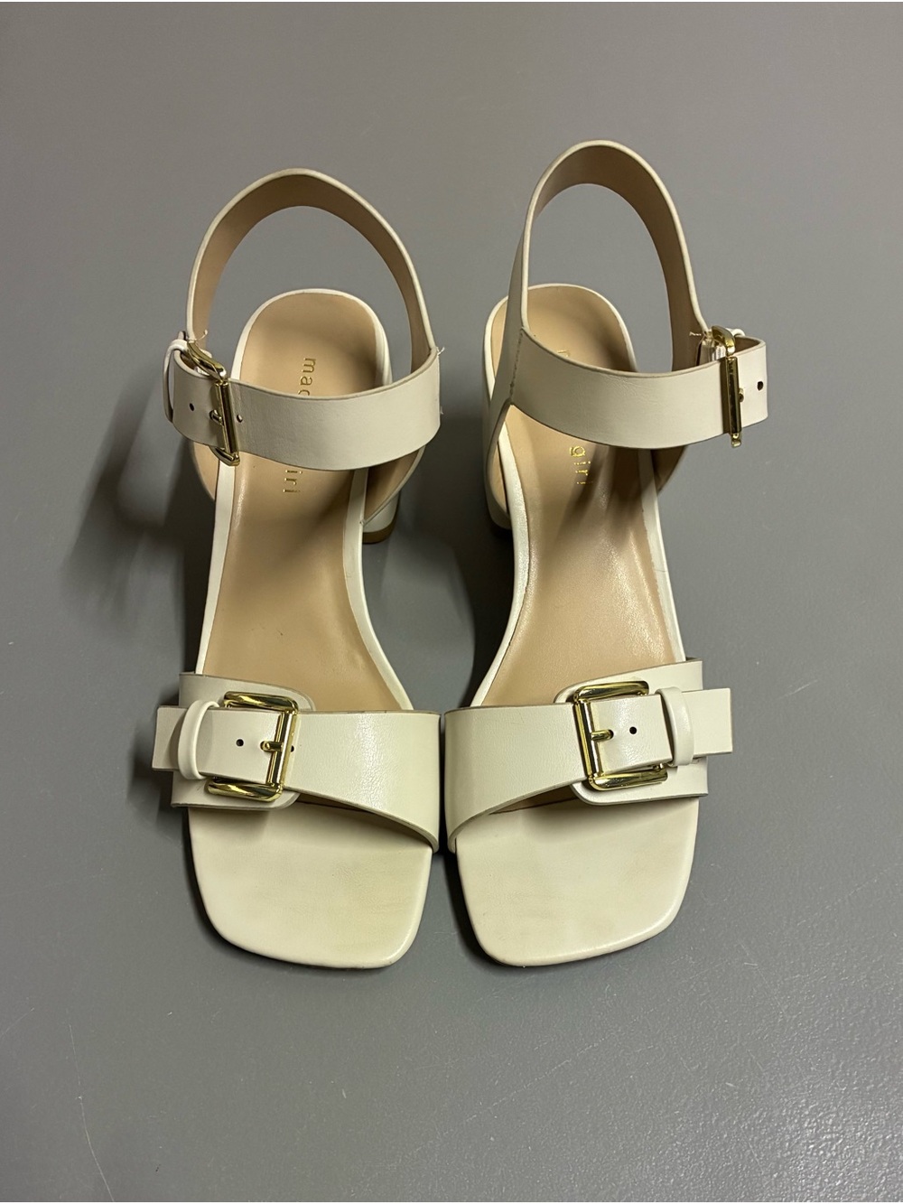 Beige Buckle Block Heel Sandals- Madden Girl Size 9.5